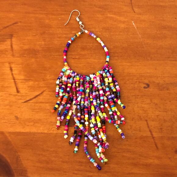 Boho Chic Colorful Fashion Statement Beaded French Wire Closure Dangle Earrings - Picture 6 of 9